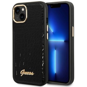 Guess Croco dėklas iPhone 14 Plus telefonui, juodas
