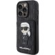 Karl Lagerfeld iPhone 15 Pro Case Saffiano Monogram Ikonik Patch, Black