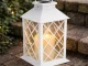 Dekoratyvinis LED žibintas su žvake, 28 x 14 x 14 cm, baltas