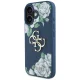 Guess Grained Roses Big 4G Logo dėklas iPhone 16, mėlynas