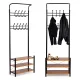ModernHome pastatoma drabužių kabykla su 3 lentynomis, 18 kabliukų, juoda