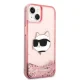 Karl Lagerfeld dėklas iPhone 14 Plus / 15 Plus su blizgučiais, rožinis