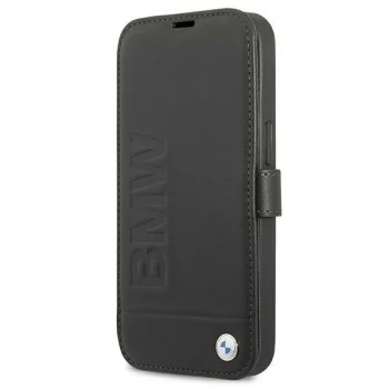 BMW Signature atverčiamasis odinis dėklas iPhone 13 mini, juodas