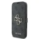Guess 4G Metal Logo atverčiamas dėklas iPhone 16 telefonui, juodas