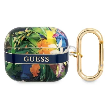 Guess apsauginis dėklas AirPods 3 ausinėms Flower GUA3HHFLB, mėlynas