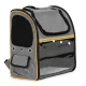 Large durable expandable pet backpack carrier for cat or dog, grey