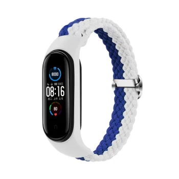 Pintas nailoninis dirželis „Telcon“ Smart Band M3/M4/M5/M6, baltai mėlynas