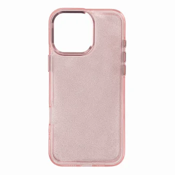 Phone Case for iPhone 16 Pro Glitter Case, Translucent Pink with Glitter