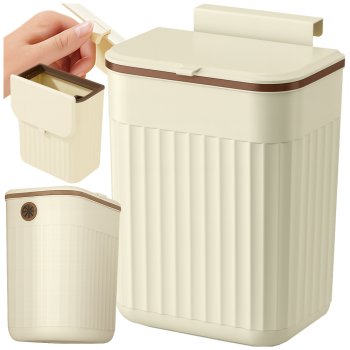 Hanging Kitchen Trash Can for Cabinet Door Under Sink with Lid, 2.9 Gal