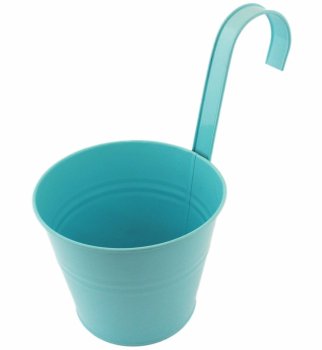 Practical balcony flower pot with handle, 16 cm, blue
