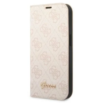 Apple iPhone 14 Plus 6.7" Guess 4G Vintage Gold Logo Book Case Cover (GUBKP14MHG4SHP), Pink