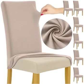 Ruhhy Elastic Chair Covers Set of 6, Beige