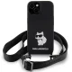 Karl Lagerfeld dėklas iPhone 15 su virvele Crossbody Silicone Choupette, juodas