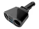 Automobilio cigarečių pridegiklio skirstytuvas su 2 USB prievadais, juodas