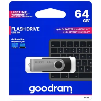 USB atmintinė Goodram Twister 3.0, 64GB, juoda