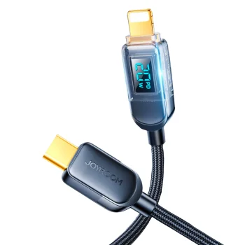Joyroom A4 USB-C to Lightning Cable 20W with LED Display, 1.2m, Black