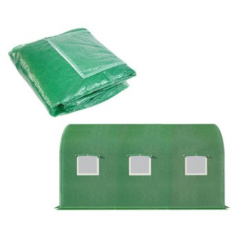 Atsarginė šiltnamio plėvelė 3,5x2x2 m, armuota PE 140g/m² su langais, žalia