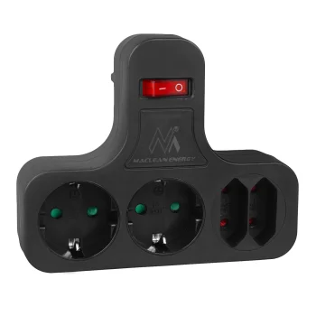 Maclean MCE224 G Elektrinis skirstytuvas su jungikliu, 4 lizdai, Juodas