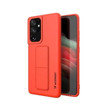 Wozinsky Kickstand Case dėklas su stovu Samsung Galaxy S21 Ultra 5G, raudonas