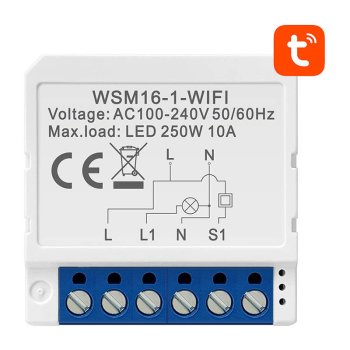 Išmanusis Wi-Fi jungiklio modulis Avatto WSM16-W1, 1 kanalo, baltas