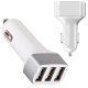 Automobilinis įkroviklis su 3x USB jungtimis (1.1A, 2.1A, 3.1A), baltas / sidabrinis