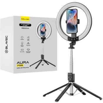 Blavec Aura LED žiedinė lempa su 2,3 m stovu ir telefono laikikliu