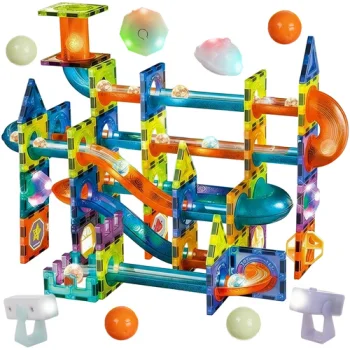 Iso Trade Magnetic Blocks - Ball Track Marble Run, 110 pcs 25766