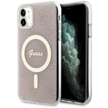 Guess dėklas iPhone 11 telefonui IML 4G Gold Stripe, rožinis