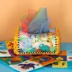 Montessori sensorinis žaislas-dėžutė su servetėlėmis, įvairiaspalvis
