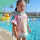 Kids Hooded Beach Towel Unicorn Bath Poncho 60x120, pink celadon