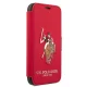 Apple iPhone 12 Pro Max 6.7\" US Polo Embroidery Collection Book Case Cover (USFLBKP12LPUGFLRE), Red