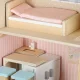 Lėlių namelis lagamine su mediniais baldais, 25 dalys, rožinis
