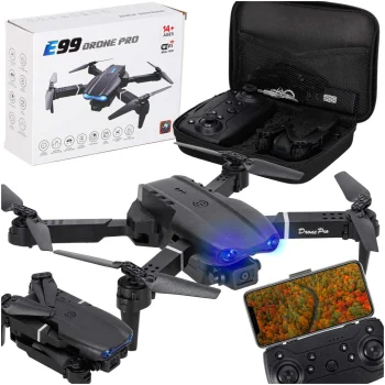RC dronas E99 Pro su dviguba kamera ir dėklu, grafito spalvos