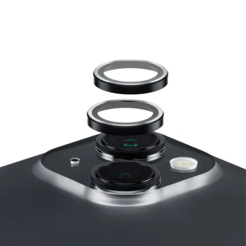 Panzerglass Hoops 1138 kameros apsauginis stiklas iPhone 15 / 15 Plus, skaidrus su juodu rėmeliu