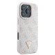 Guess Leather Metal Logo Strass Crossbody dėklas iPhone 16 Pro, rožinis
