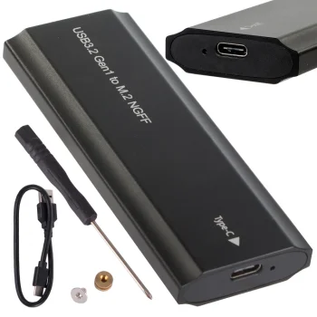 M.2 SATA NGFF disko dėklas USB 3.1 Type-C (2230–2280 mm), juodas
