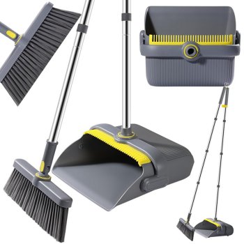 Long Handle Broom and Dustpan Set 2-in-1