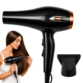 Hair Dryer 2200W with 3 Temperature Settings and Ionization, Black