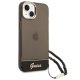 Guess Translucent Pearl Strap dėklas su virvele iPhone 14 Plus, juodas