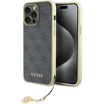 Guess dėklas iPhone 15 Pro Max telefonui 4G Charm, pilkas