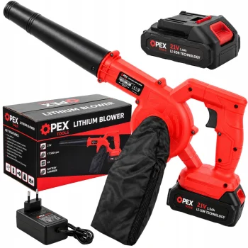 Akumuliatorinis lapų pūstuvas OPEX TOOLS OPX28022 21V 150W su 2 akumuliatoriais ir maišu