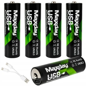 Kraunamos AA Li-Ion 1.5V 2200mWh baterijos su USB-C, 4 vnt.