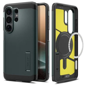 Spigen Tough Armor Mag dėklas, skirtas Samsung Galaxy S26 Ultra, žalias