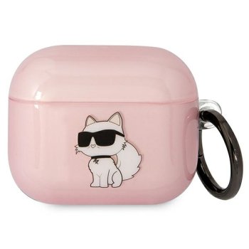 Karl Lagerfeld Ikonik Choupette dėklas AirPods 3 ausinėms, rožinis
