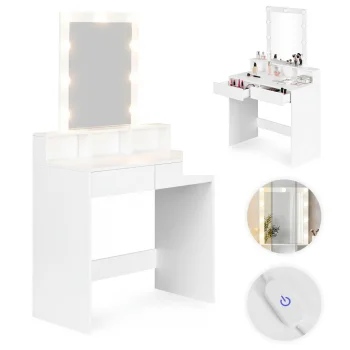 Modernhome Vanity Table with LED Mirror and 2 Drawers