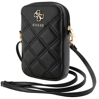 Guess Zip Quilted 4G krepšelis telefonui, juodas