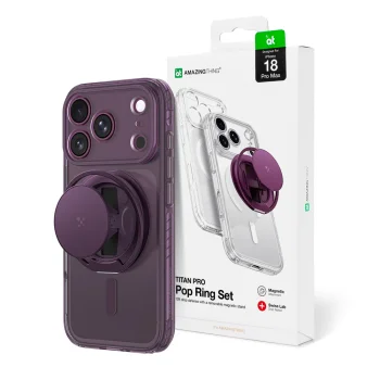 AmazingThing Titan Pro Pop Lens dėklas iPhone 18 Pro Max su stovu ir MagSafe, violetinis