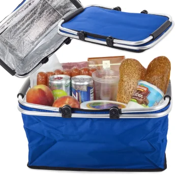 Foldable Thermal Picnic Basket 48x28x22 cm, Blue