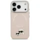 Karl Lagerfeld dėklas iPhone 17 Pro telefonui MagSafe Karl & Choupette Pins, smėlio spalvos