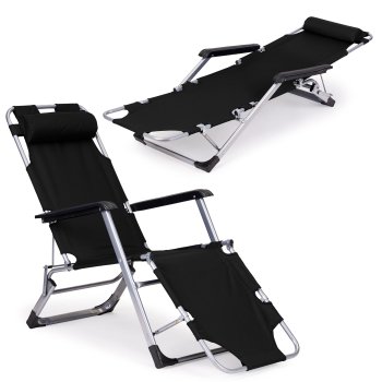 Sulankstomas sodo ir paplūdimio gultas MultiGarden 2-in-1, juodas